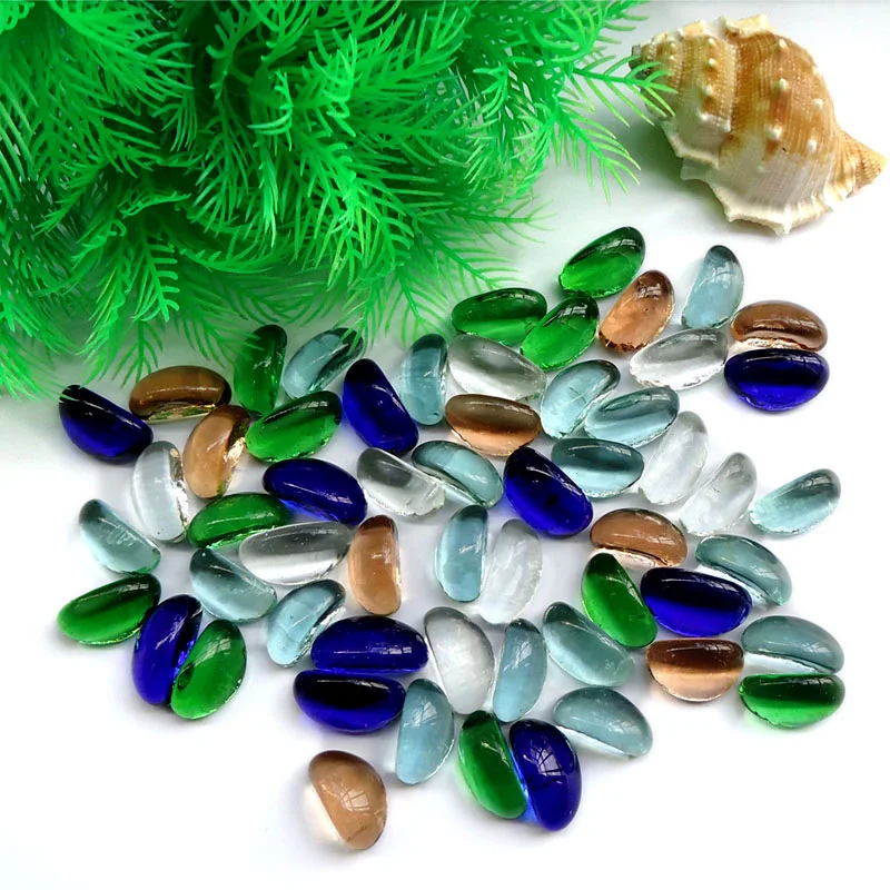 

Fish tank landscaping stone Aquarium landscaping blue cashew glass beads fluorescent stone paving decorative crystal stone