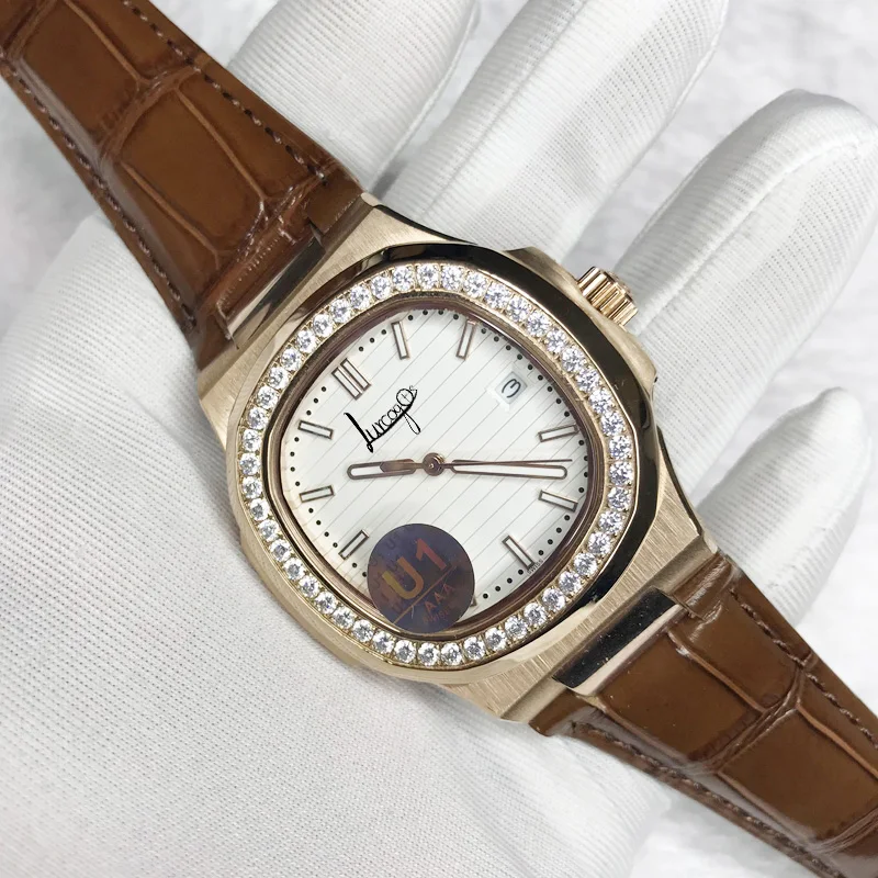 

2021 luxury Rose Gold AAA watch Diamonds bezel sapphire glasss PP Automatic sweeping watches Luminous waterproof