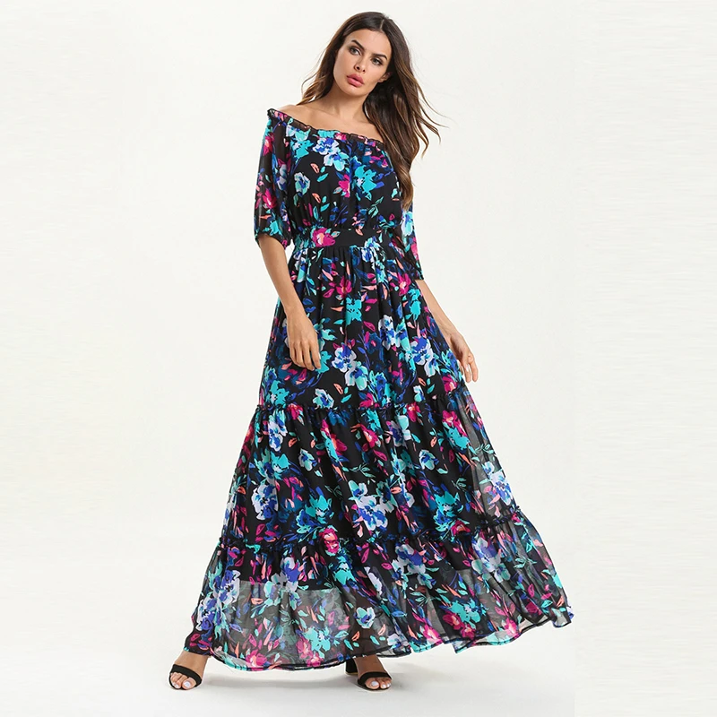 Последнее мусульманское шифоновое платье Арабский Дубай Кафтан сзади на талии