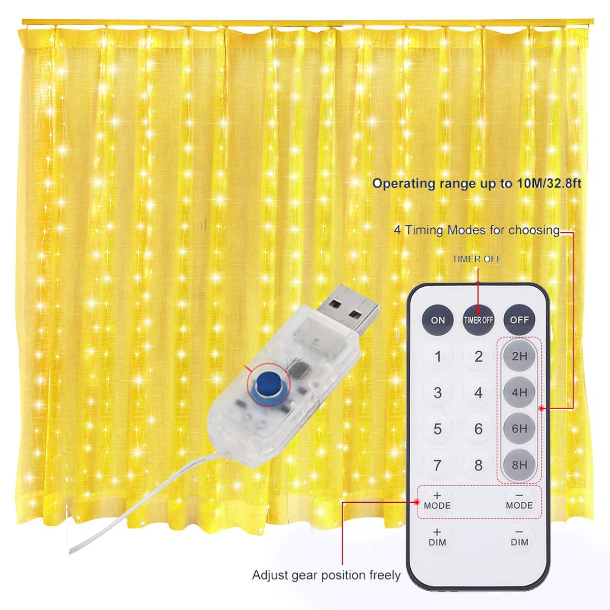 Гирлянда для окон с водопадом 8 режимов USB 300 светодиодов дистанционное