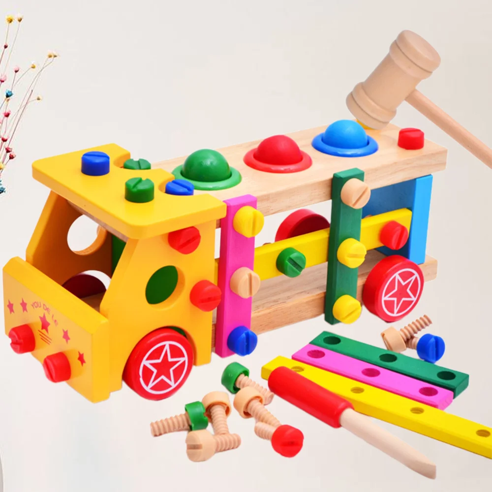 Деревянный винт автомобиля игрушки для детей грузовик деревянный собрать гайка