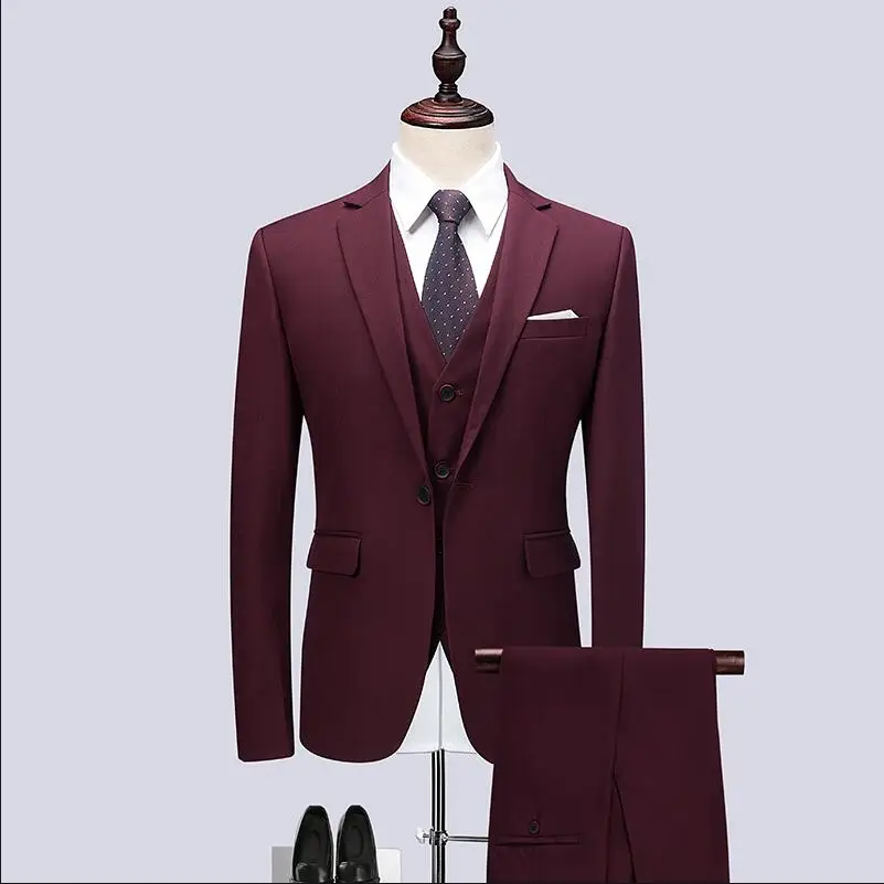 

2021 Fashion Men's Latest Coat Pant Designs Casual Business Suit 3 Pieces Set /Men's Suits Blazers Trousers Pants Vest Waistcoat