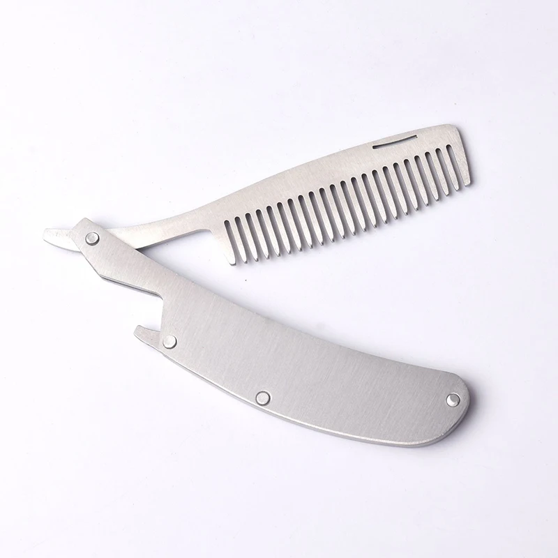 

COSTWAY 2021 Professional Folding Stainless Steel Combs For Men Oil Head Portable Beard Combs Hair Styling Product Combs For Man