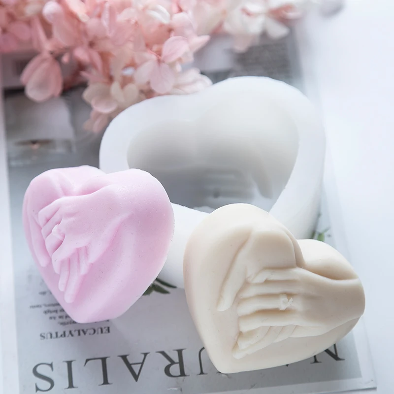 

3d Heart Shape Hand In Hand Handmade Flexible Silicone Soap Mold Soap Stome Mold Soap Making Supplies Chocolate Mold Cake Decor