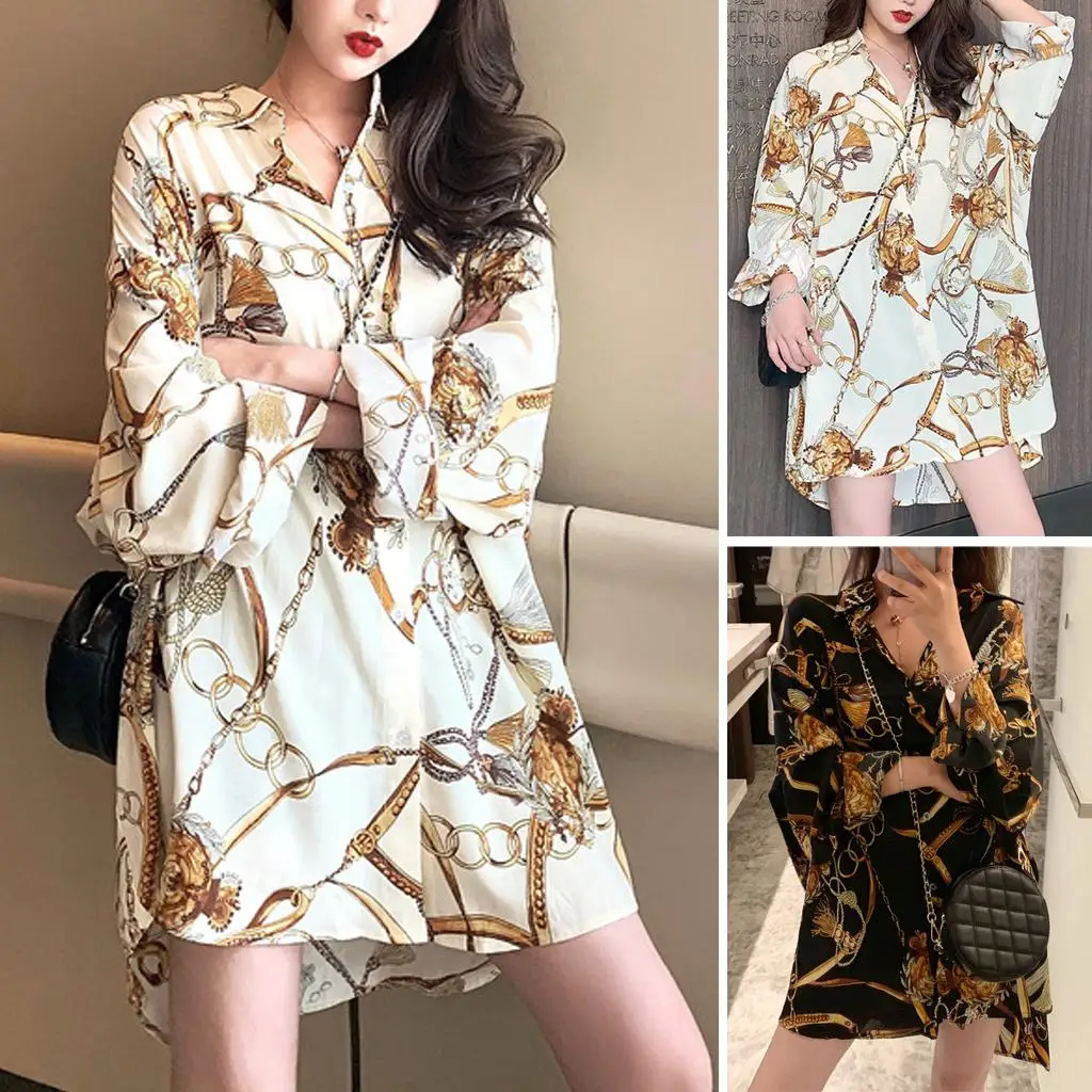 

Sexy V-neck Floral Printed Women Clothing Turn Down Collar Long T-Shirts Loose Casual Ladies Full Sleeve Fashion Blouse