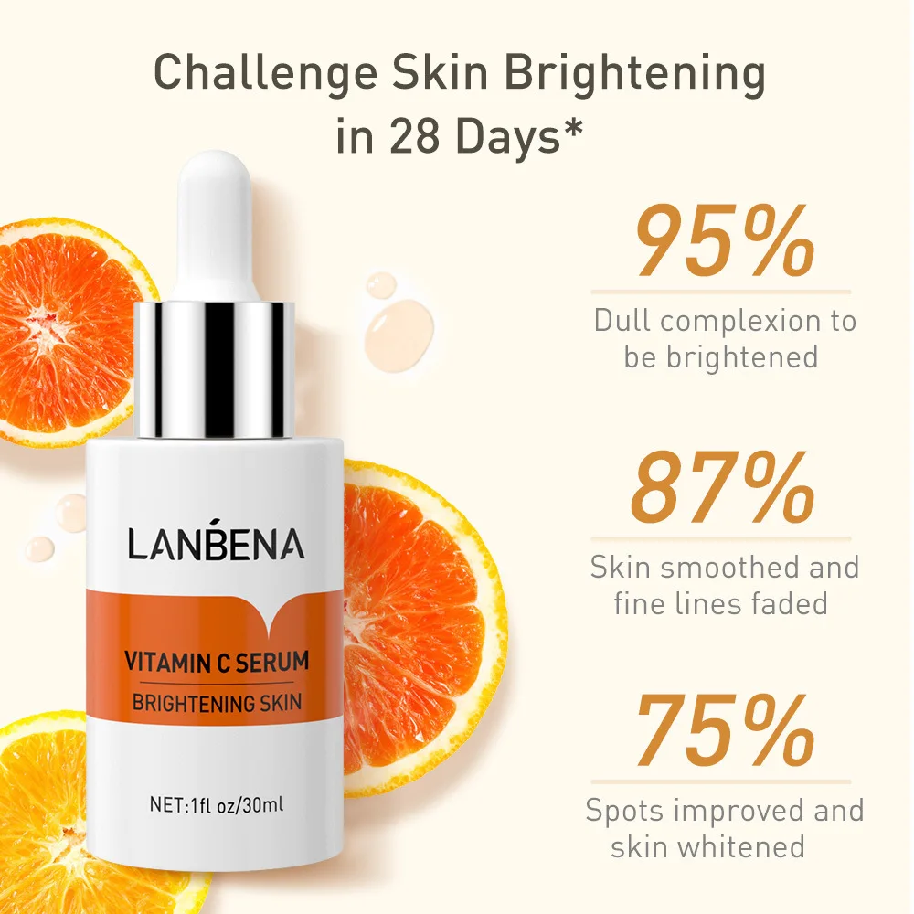 

30ml LANBENA Vitamin C Serum Whitening Help Nourish Brightening Tone Moisturizing Improve Freckles Dull Skin Facial Essence