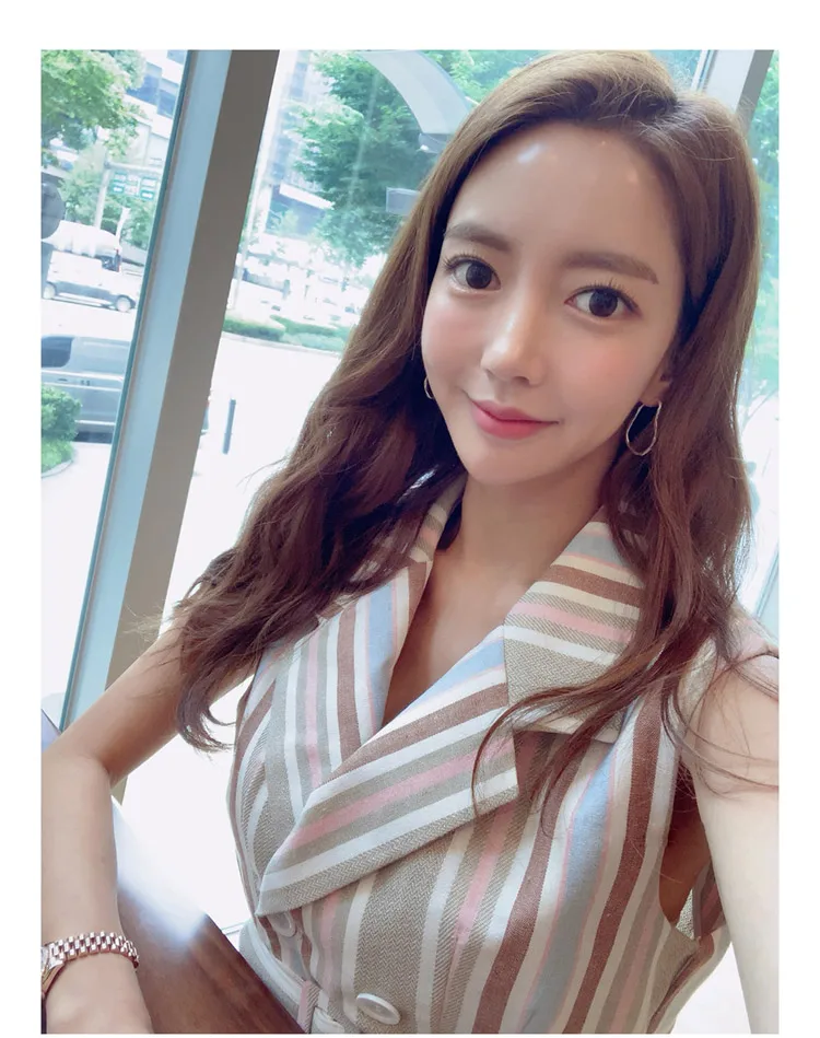 Женское двубортное платье SHTONGHUA офисное лоскутное карандаш в полоску с надрезом