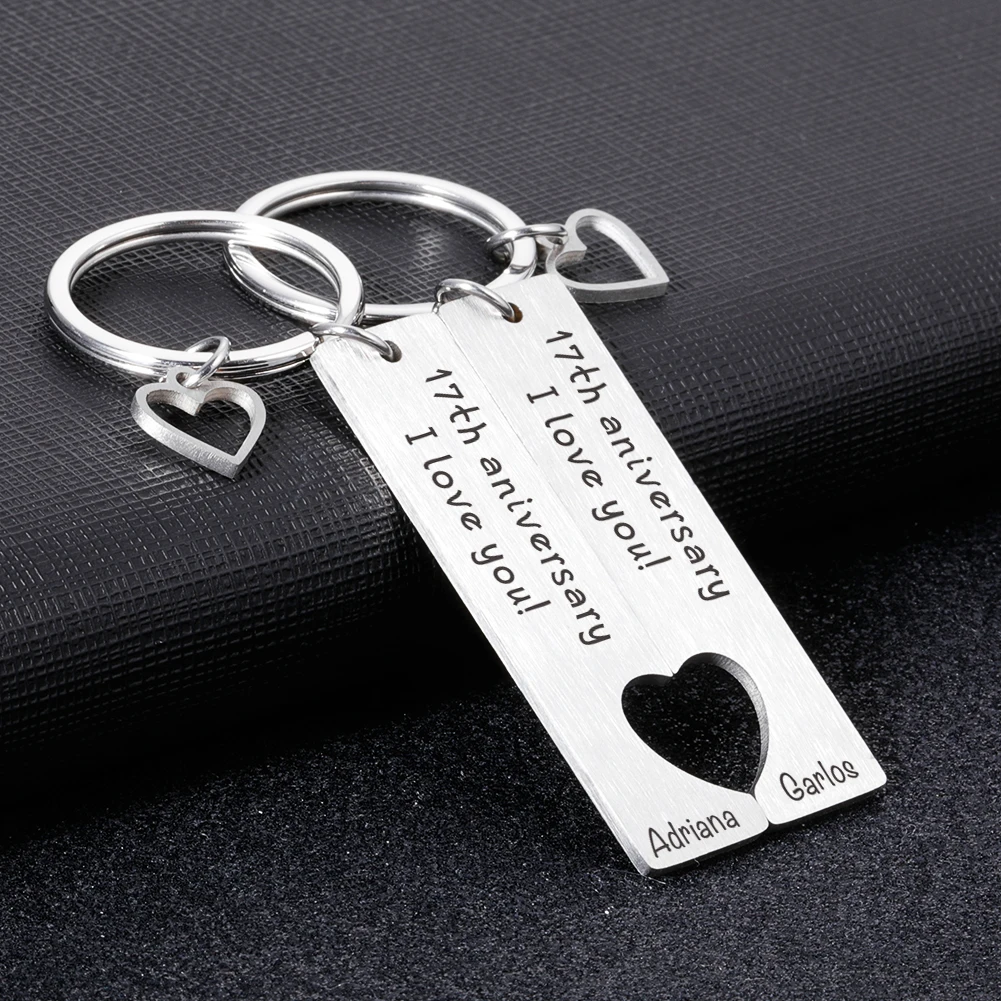 

2pcs Anniversary Couple Keychain Accessories Anniversary Gift For Boyfriend Girlfriend Custom Keychains Customized Car Keyring