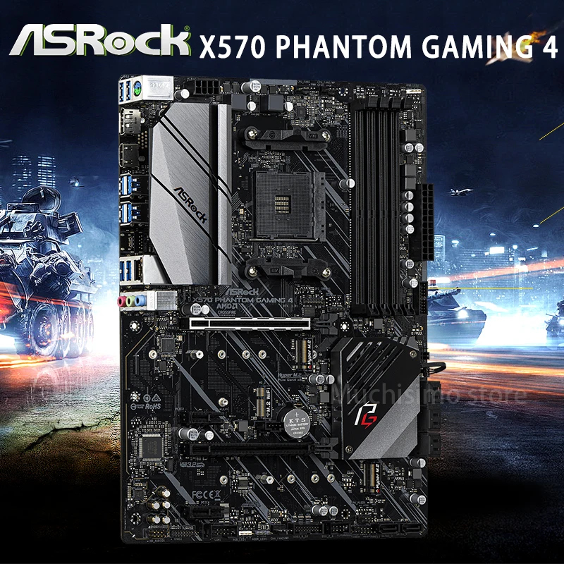 Verkauf ASRock X570 Phantom Gaming 4 Motherboard AMD X570 DDR4 128GB PCI-E 4,0 Desktop X570 Placa-Mãe AM4 Display Port ATX Neue