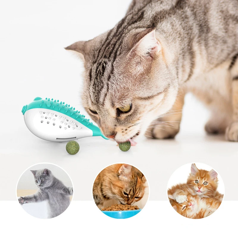

Cat Toys Fish Shape Toothbrush with Catnip Cleaning Teeth Tool Simulation Fish Pet Chew Toys for Kitten Silicone Pet Products