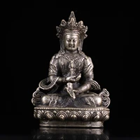 4chinese folk collection old bronze gilt silver vajrasattva buddha statue sitting buddha office ornaments town house exorcism