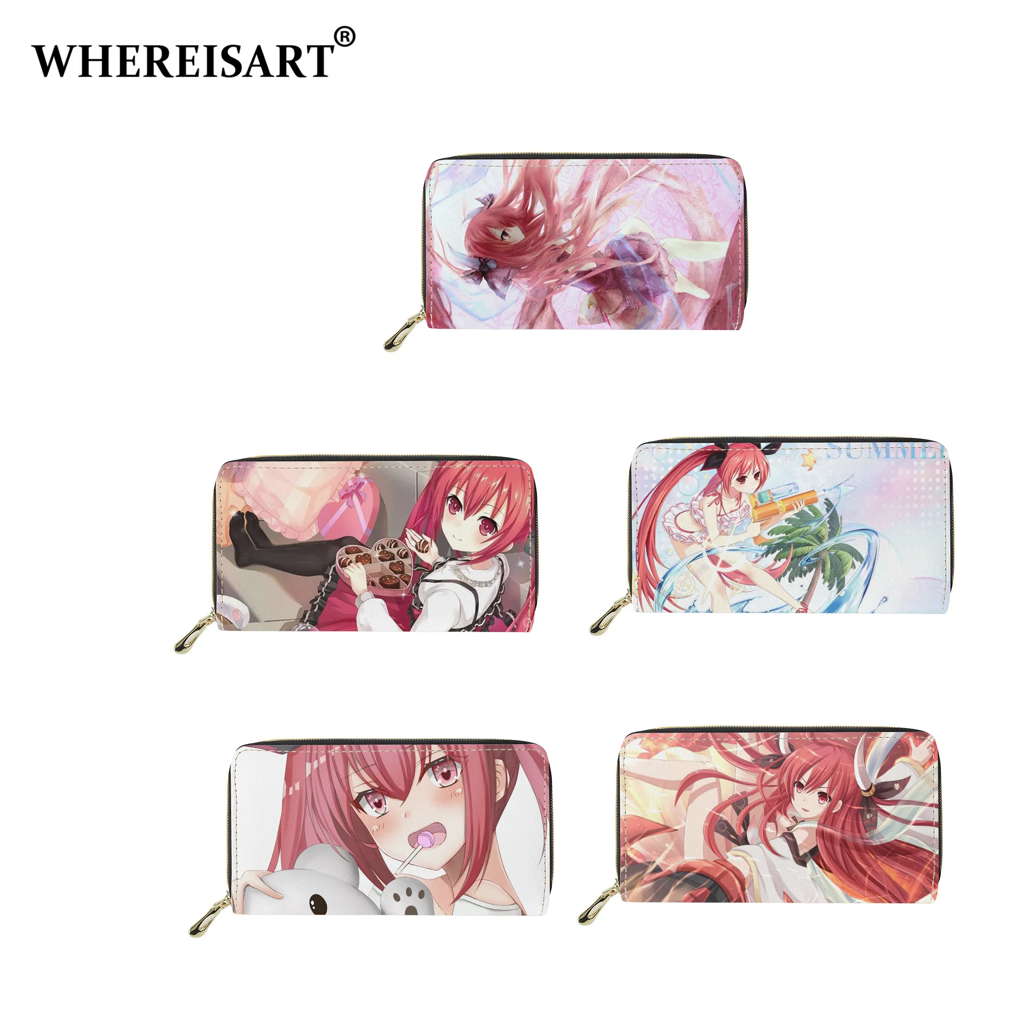 

WHEREISART Customize Design Anime Date A Live Women PU Leather Long Wallet Exquisite Kotori Itsuka Feat Money Credit Card Purse