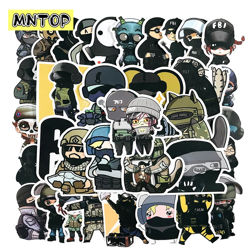 10/30/49Pcs/set Game Rainbow Six Waterproof Stickers For Skateboards Laptop Luggage Guitar Phone Refrigerator Motorcycle Car