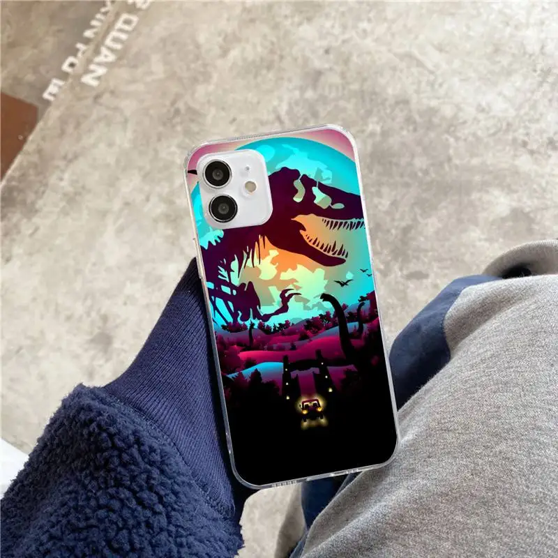 

Jurassic World Dinosaurs Phone Case For iphone 5s 6 7 8 11 12 plus xsmax xr pro mini se Transparent Cover Fundas Coque