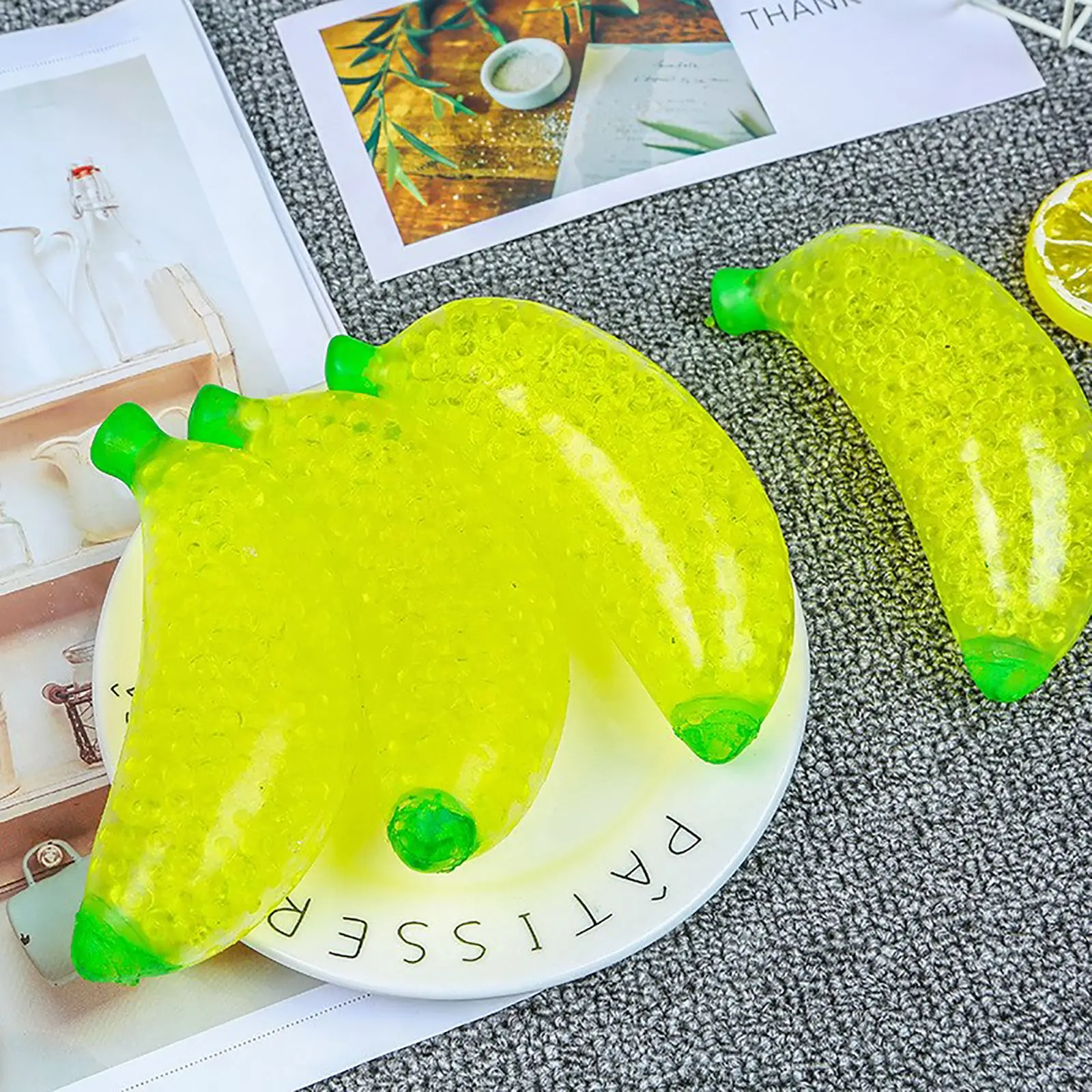 

Squeeze Banana Bead Stress Ball Toy Squeezable Soft Fruit Shape Sensory Adult Decompression Child Fidgeting Rebound Squeeze Toys