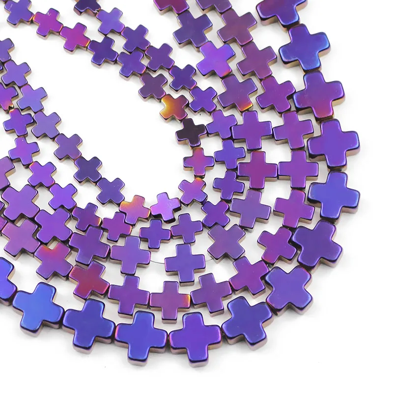 

6/8/10mm Natural Stone Purple Cross Hematite Spacer + Shape Loose Beads For DIY Jewelry Making Bracelet Necklace Findings