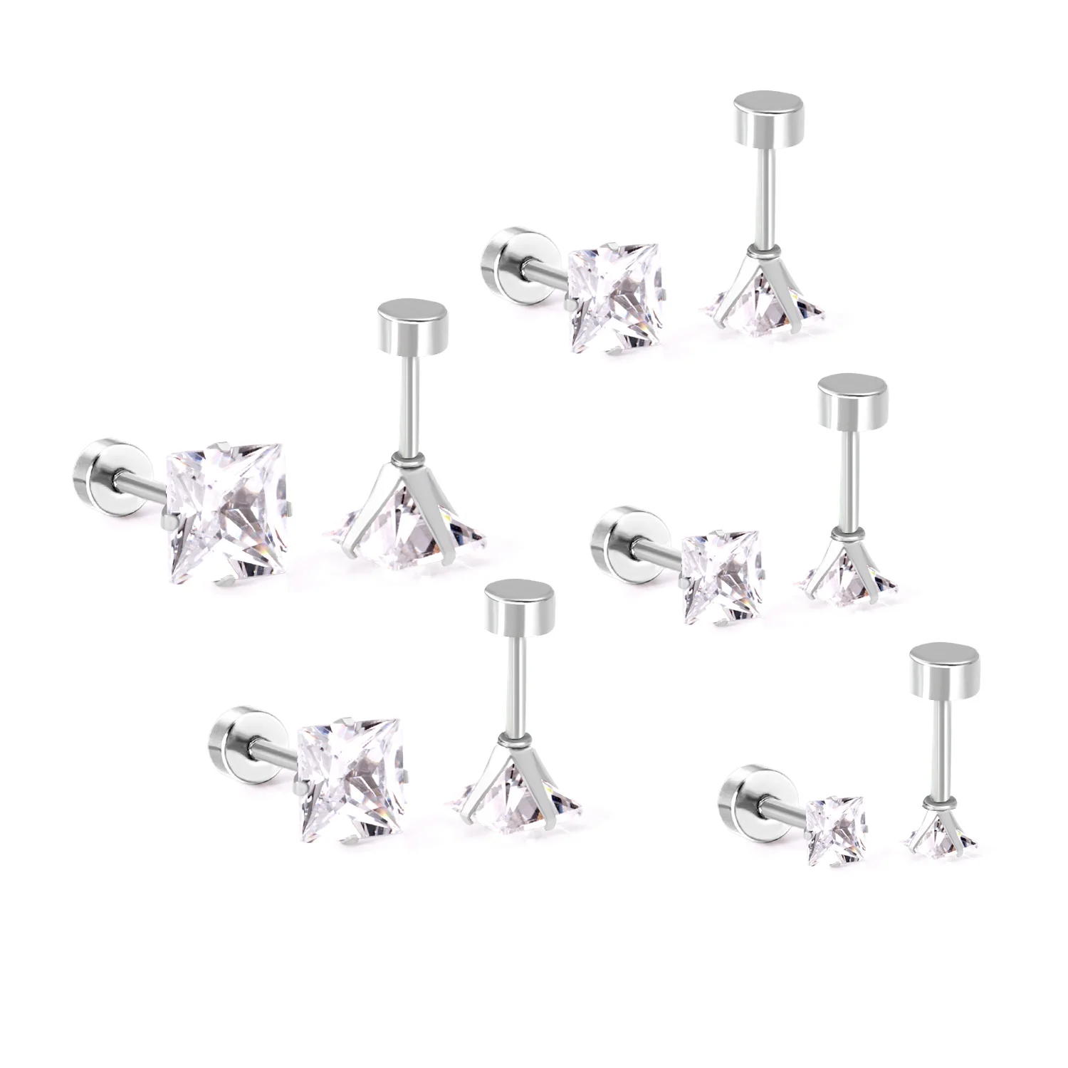 Роскошные стальные серьги для женщин Brinco один набор нержавеющая сталь CZ