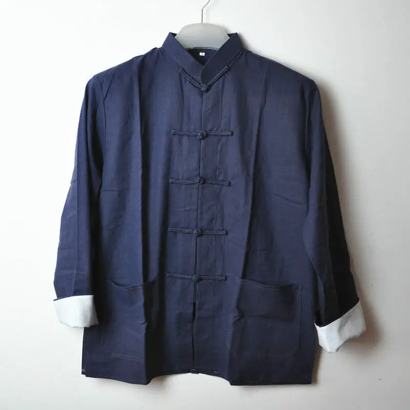 Men Chinese Traditional Tang Suit Coat Kung Fu Tai Chi Uniform Jacket Linen 2XL | Тематическая одежда и униформа