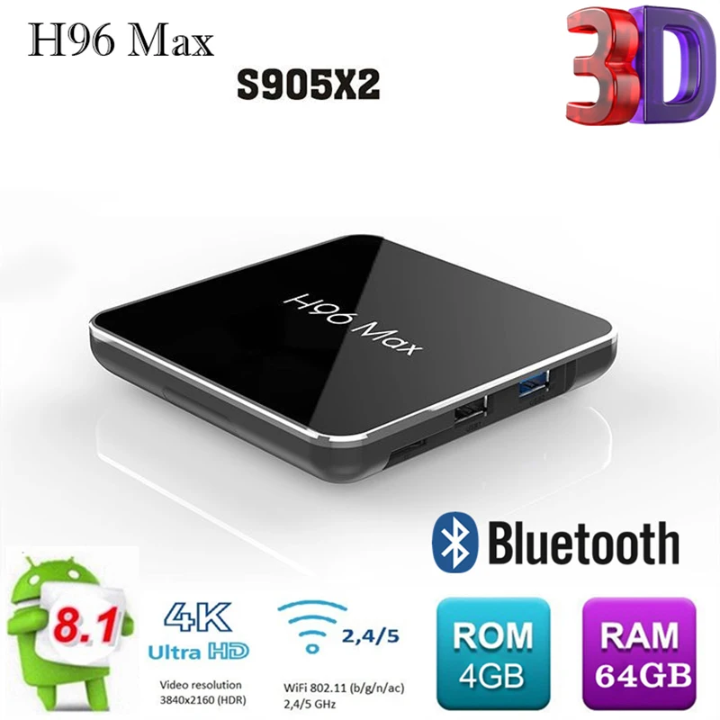 

Smart TV Box Android 9.0 H96 MAX X2 Support Voice Control H.265 S905X2 Quad Core Built-in WiFi 5.8G 4K Android TV USB 3.0