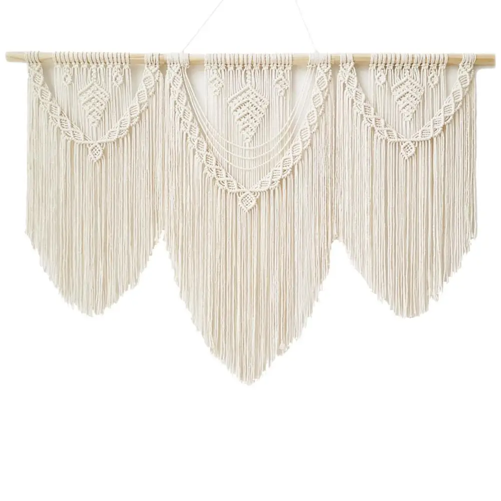 

Гобелен ручной работы, веревка из чистого хлопка, тканый фон, декоративная кисточка, настенная подвеска с деревянной палочкой