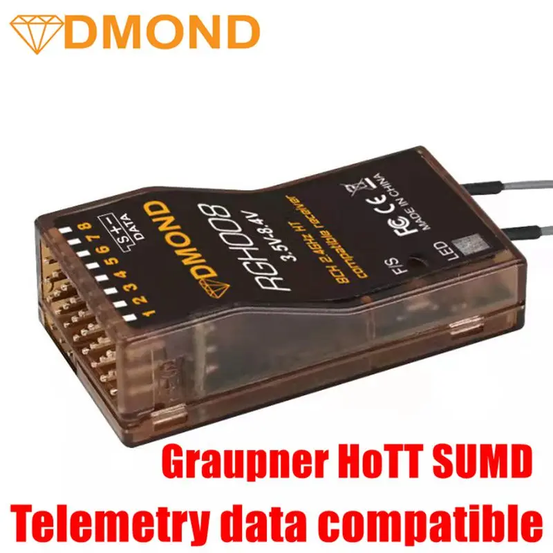 Graupner HoTT + SUMD-receptor compatible con DMOND RGH008, 8 canales, telemetr&iacute;a, GR-12L, GR-32L, MZ-32, MZ-12, MZ-10-0