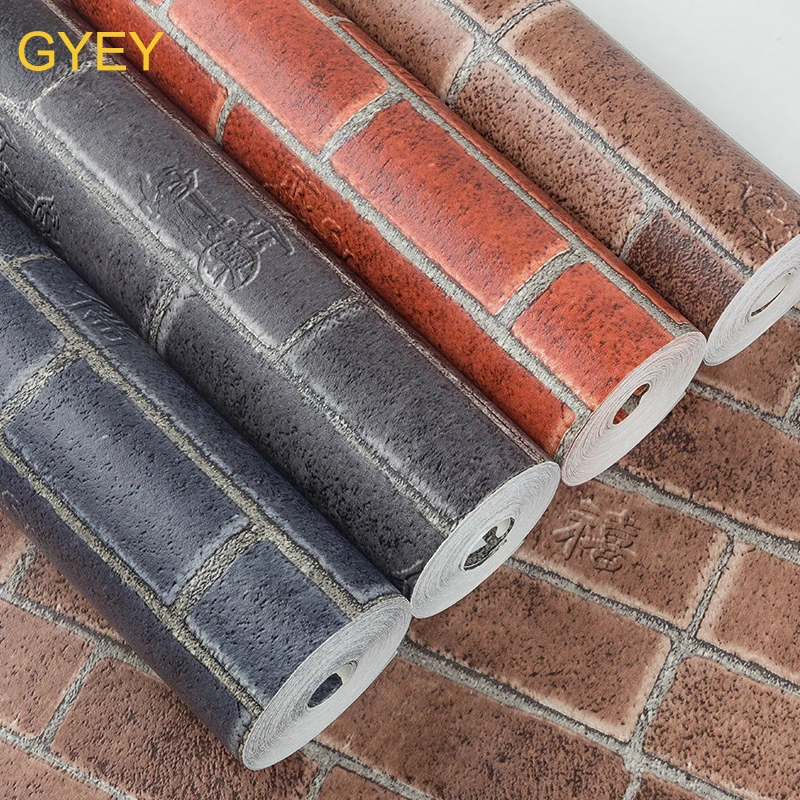 10 м 3D китайская ретро имитация кирпичной стены бумага красный кирпич синий серый
