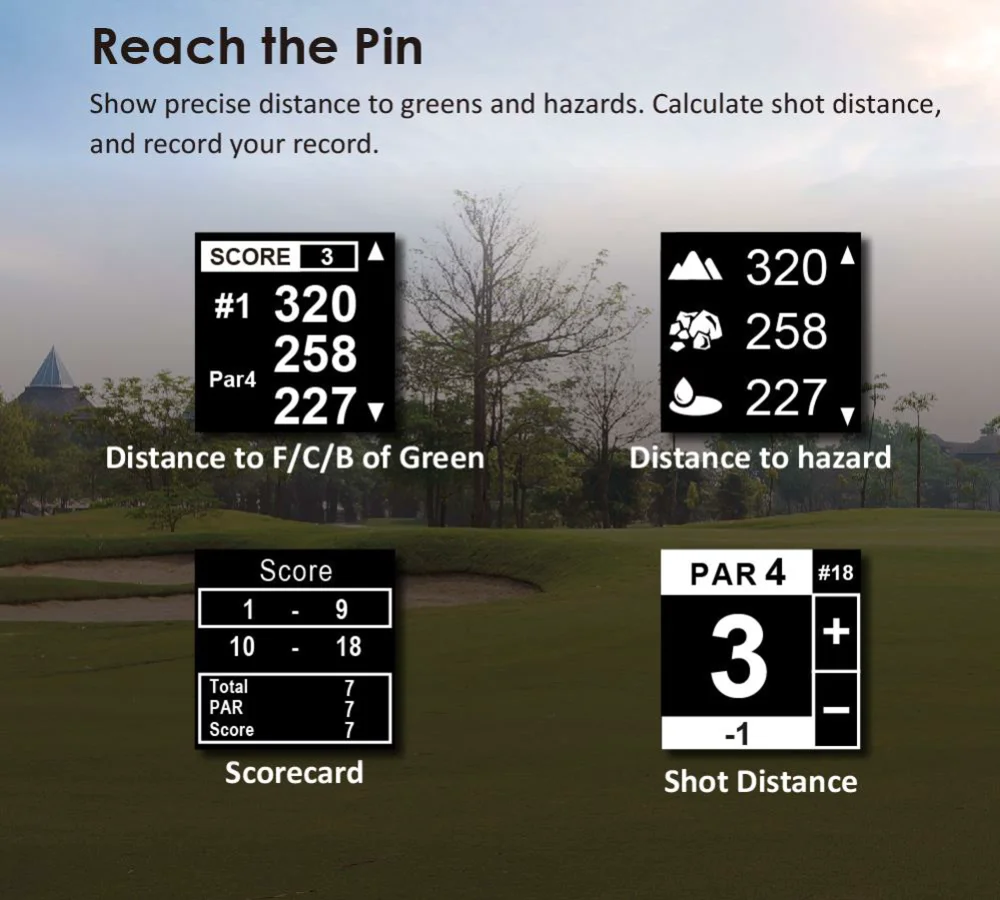 GPS-часы для гольфа предварительно загруженные 38000 + бесплатных блюд по всему миру |