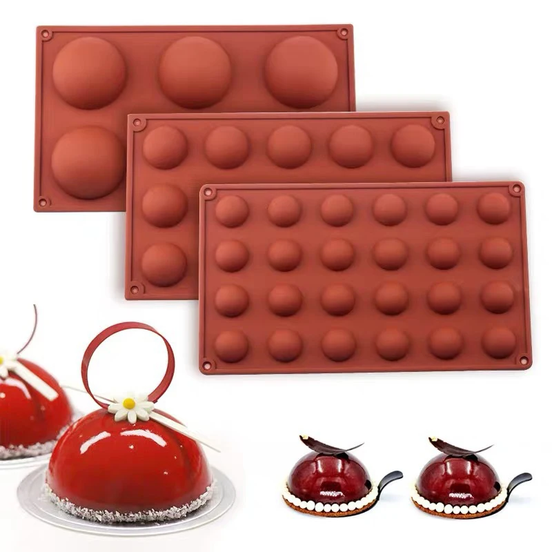 

1 piece set 3D semi-spherical silicone chocolate mold semi-circular cake baking DIY baking mold household kitchen supplies