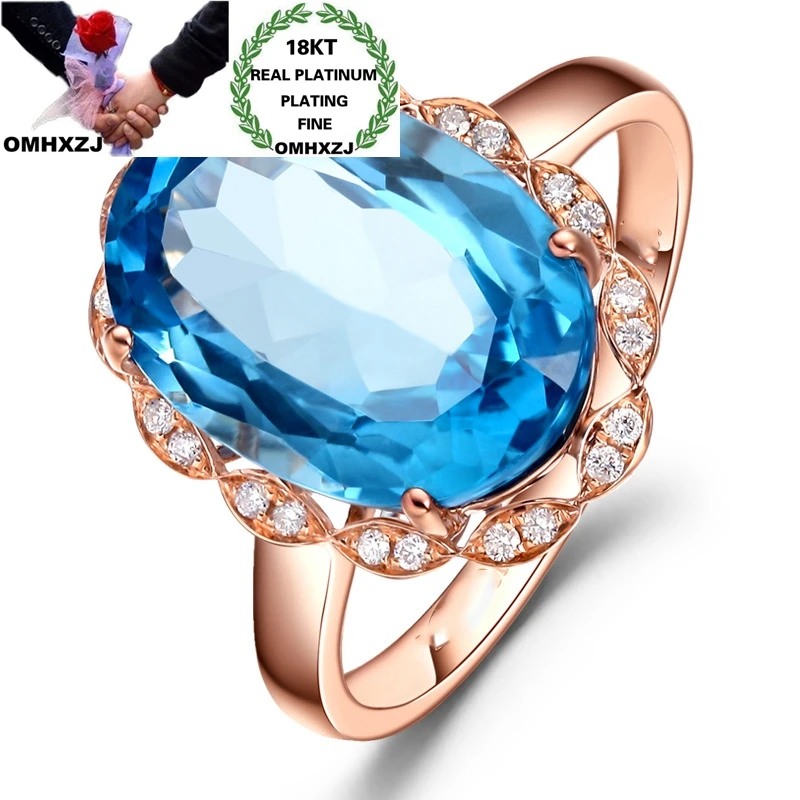 

OMHXZJ Wholesale RR1307 European Fashion Fine Woman Girl Party Birthday Wedding Gift Oval AAA Zircon 18KT White Rose Gold Ring