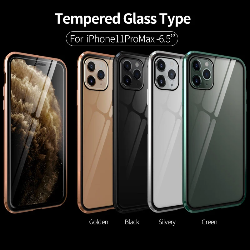 Роскошный противоударный бронированный Магнитный чехол для iphone 11 Pro Max передняя и