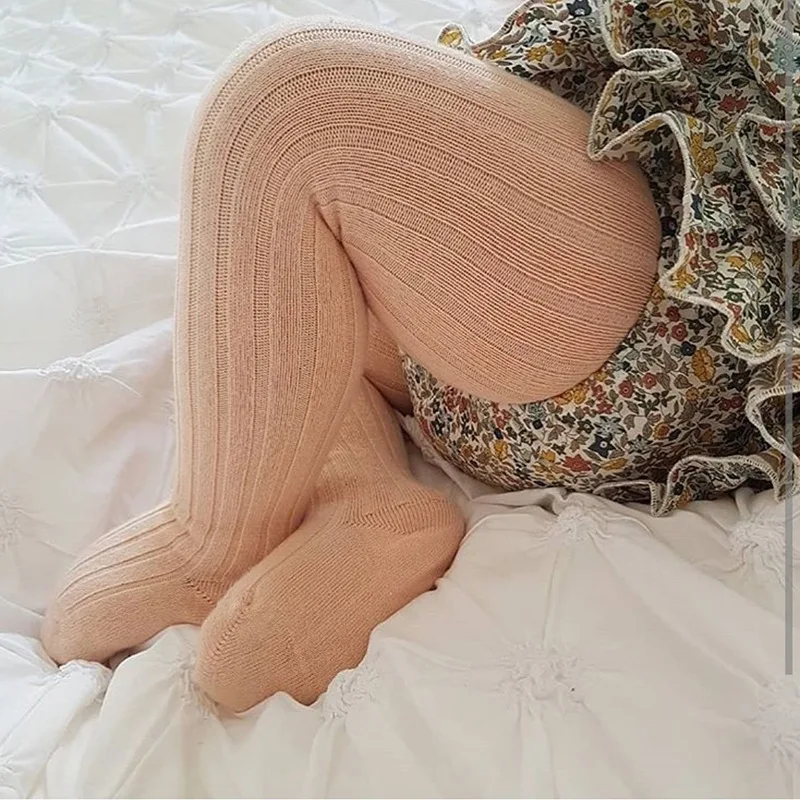 Pantimedias acanaladas para ni&ntilde;as, ropa de algod&oacute;n, Color caramelo, primavera y oto&ntilde;o, 2021-3