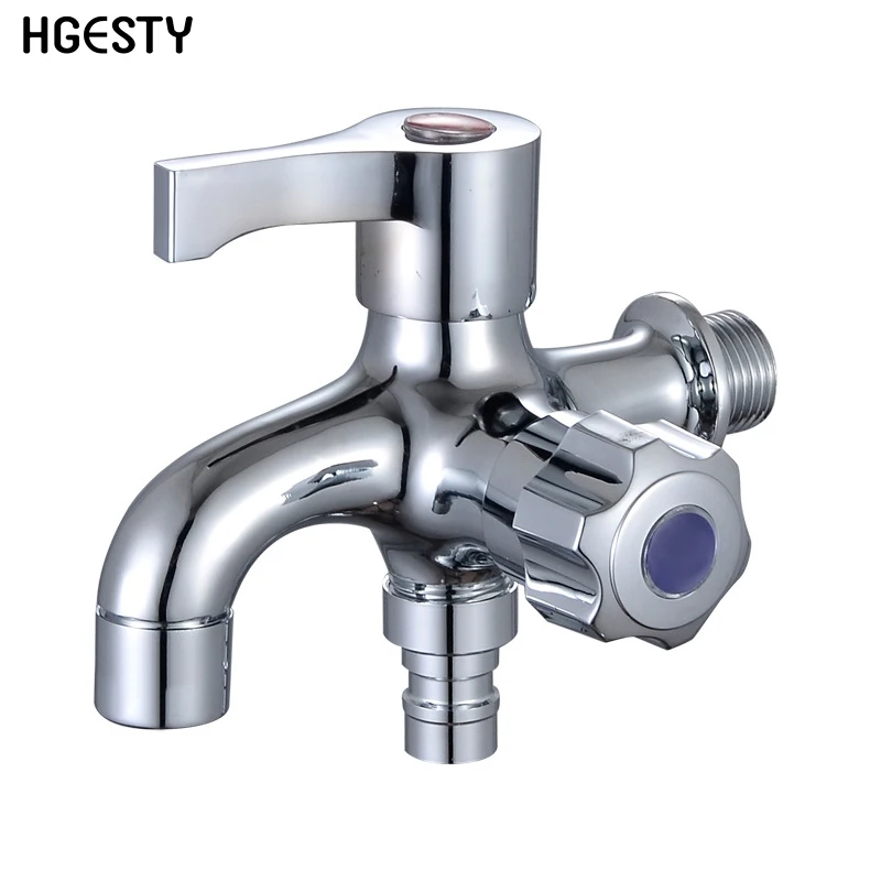 

Brass Washing Machine Water Faucet Wall Mounted 1 In 2 Out Water Tap Bathroom Garden Mop Pool Water Double Outlet Bibcock Taps