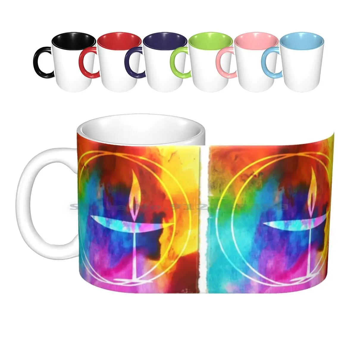 

Uu Watercolor Flaming Chalice Ceramic Mugs Coffee Cups Milk Tea Mug Uu Uua Unitarian Universalist Universalism Rainbow Pride