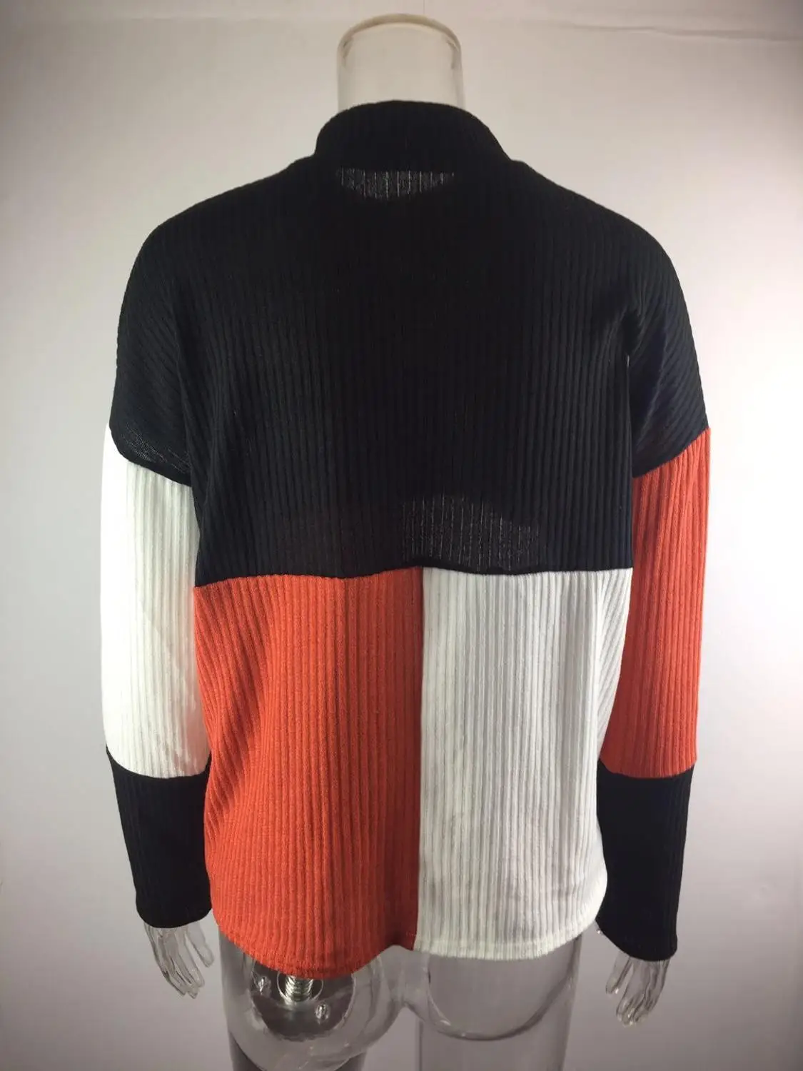 Женский свитер Luzuzi теплый с длинным рукавом и цветным блоком-стойкой