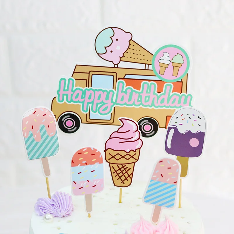 Летнее горячее мороженое автомобиль торт Топпер для детей день рождения конфеты