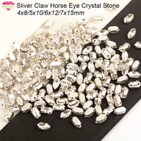 resen sell at a loss 4x86x127x15mm sliver claw horse eye crystal stones flatback glass rhinestones for diy garment accessories