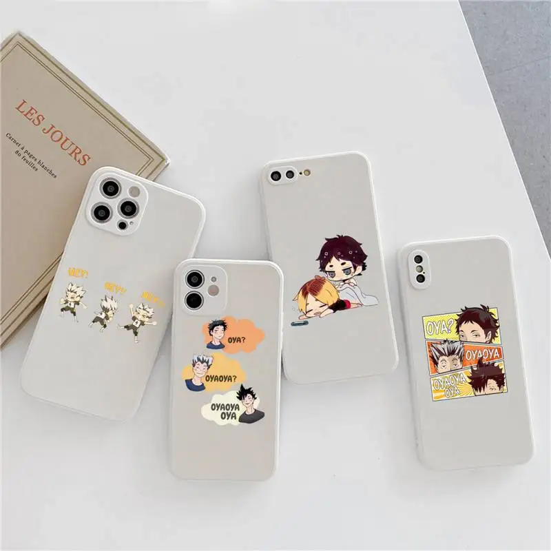 

Cute Japan Anime Oya Haikyuu Phone Case Candy Color for iPhone 6 7 8 11 12 s mini pro X XS XR MAX Plus