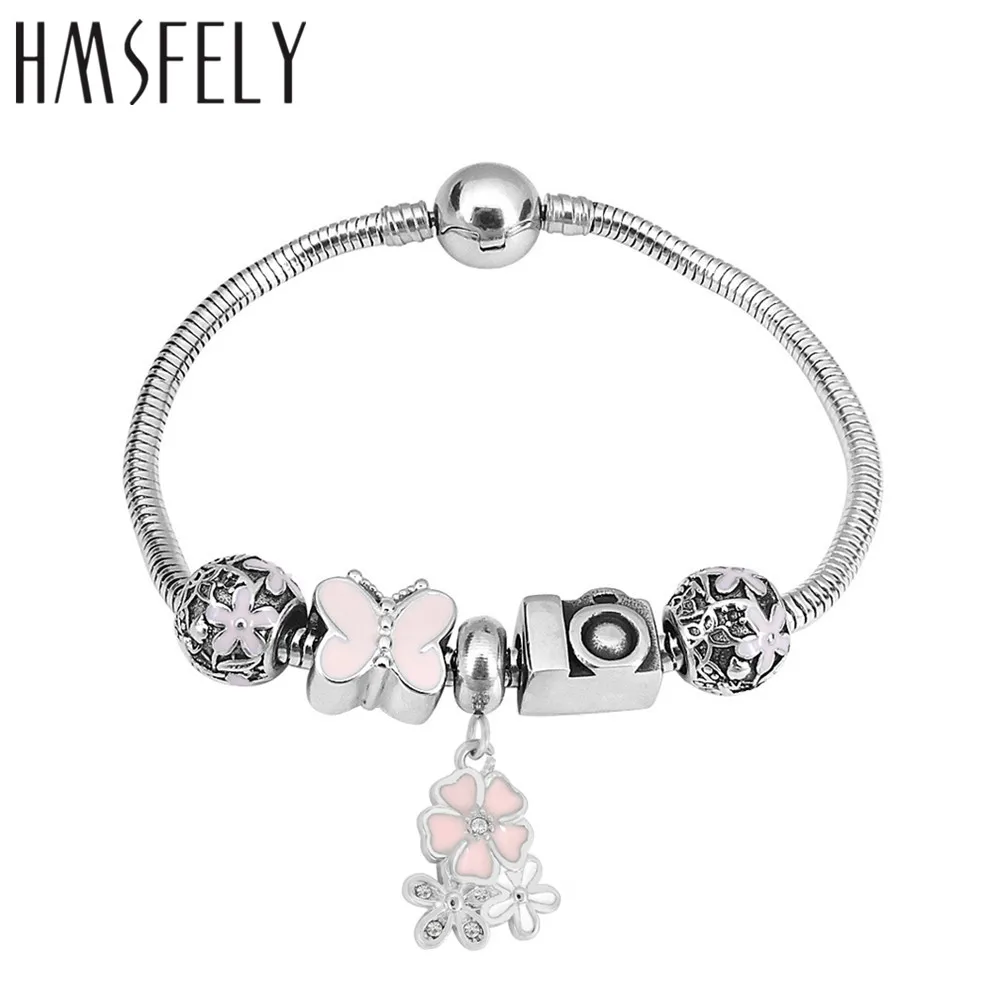 HMSFELY титановая нержавеющая сталь розовый цветок хрустальный кулон для