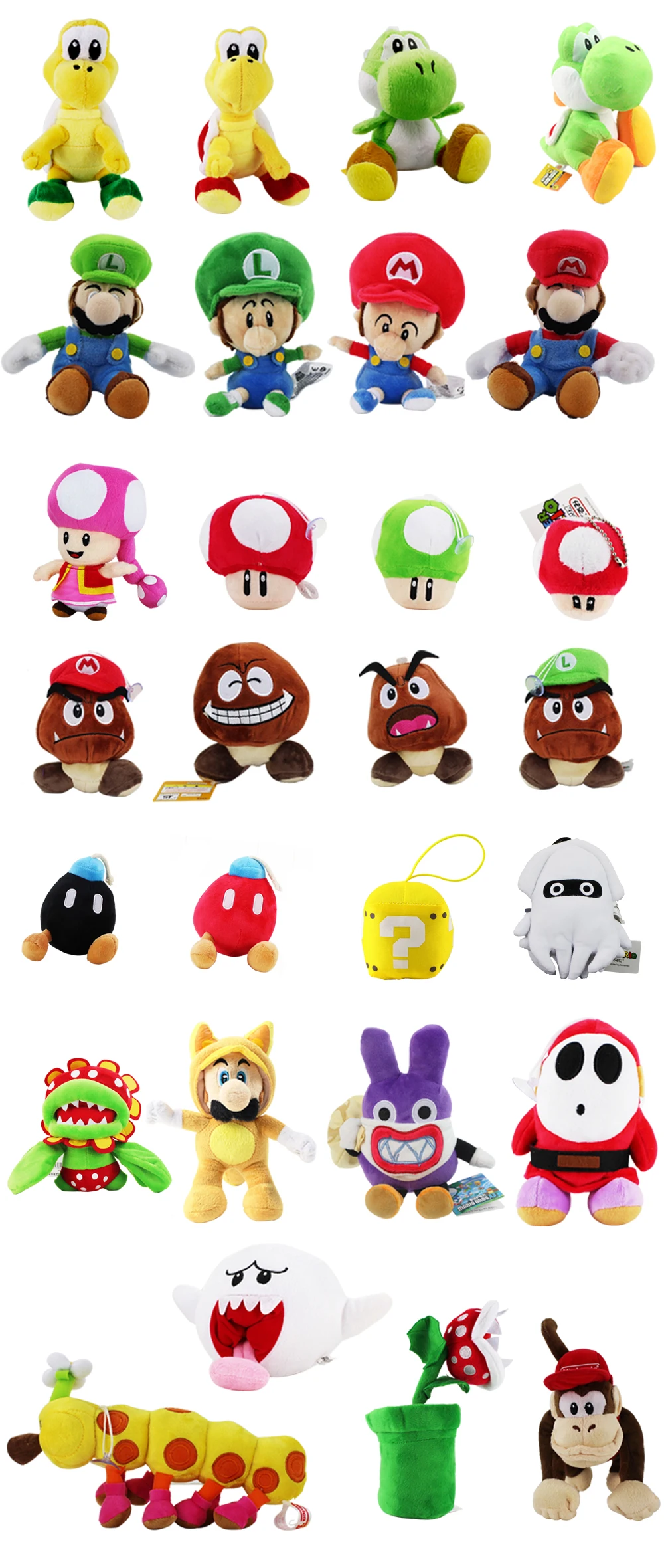 Супер Марио Йоши Гумба застенчивый парень Toadette Diddy Kong бомба Пиранья гриб Nabbit Koopa черепаха гусеница осьминог плюшевые игрушки