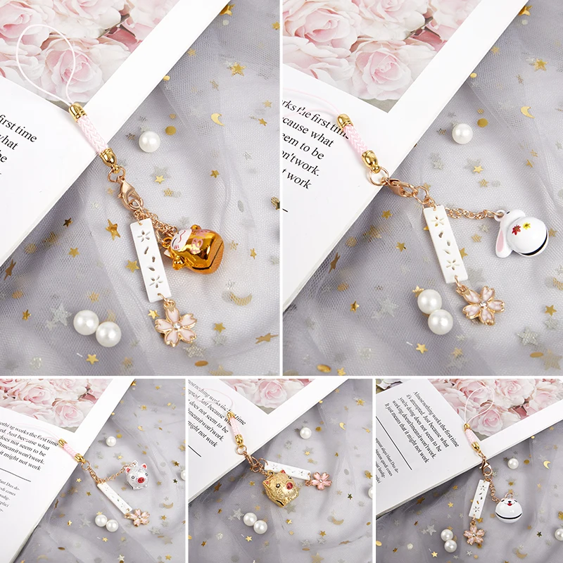 

1 шт. традиционный кролик свинка кошка колокольчик Сакура Омари аксессуар для телефона сумка Подвеска Удачи богатство Шарм подарок для пары