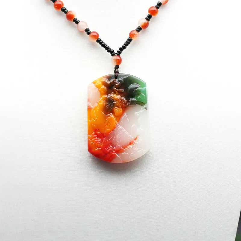 

Chinese Natural Color Jade Tiger Pendant Necklace Beads Hand-Carved Fashion Charm Jewelry Amulet Accessories for Men Women Gifts