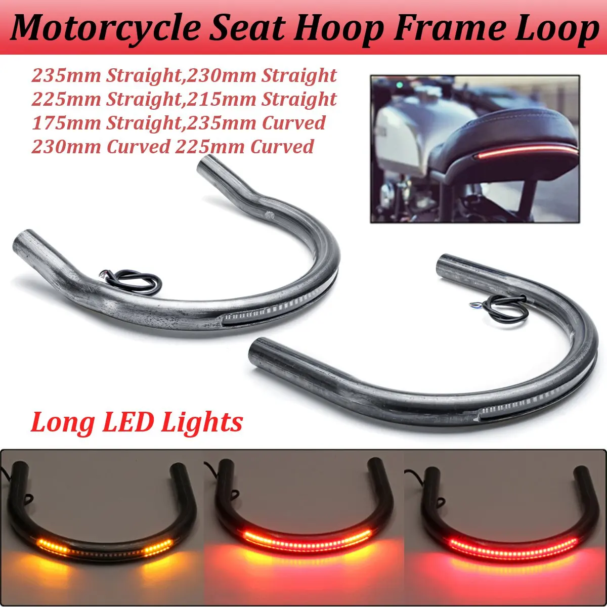 

Универсальная петля для сиденья мотоцикла, поворотник со светодиодной подсветкой, для Honda CB/Kawasaki/Yamaha XS/Suzuki, 22 мм