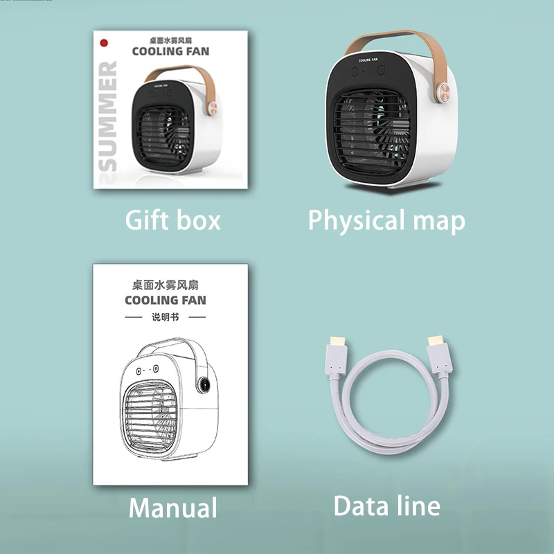 

Aire Acondicionado Portat Ventilador Air Cooler Humidifier Fan Rechargeable 4000mA Battery Meter Mini Water Cooled Conditioner