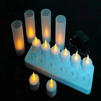 12pcs christmas led rechargeable flameless tea light candle set electric votives waxless safe romantic birthday church bar decor