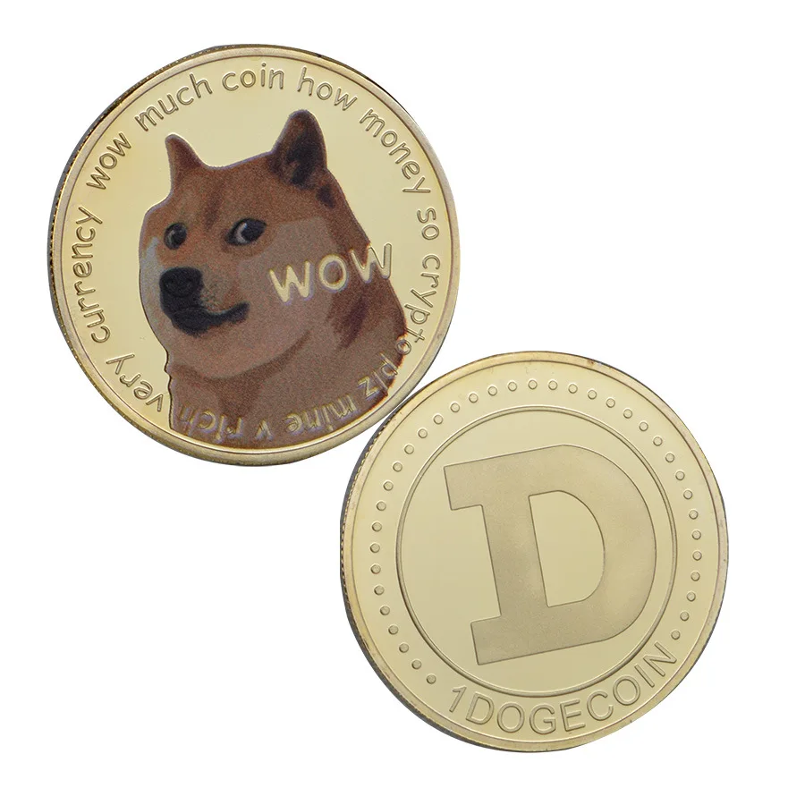 1pcs Dogecoin Gold Silver Doge Commemorative Coins Collection Wow Dog Pattern Souvenir Home Decorations Crafts Desktop Ornaments