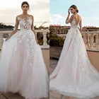 Свадебные платья, иллюзия, кружево, длинный рукав, Обнаженная сетка, свадебное платье с коротким шлейфом, свадебное платье, Vestido De Noiva Mariage