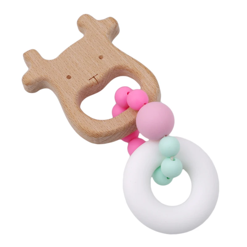 

Baby Wooden Teether Nursing Bracelets Silicone Beads Teething Wood Rattles Toys Baby Teether Bracelets Nursing Toys Gift
