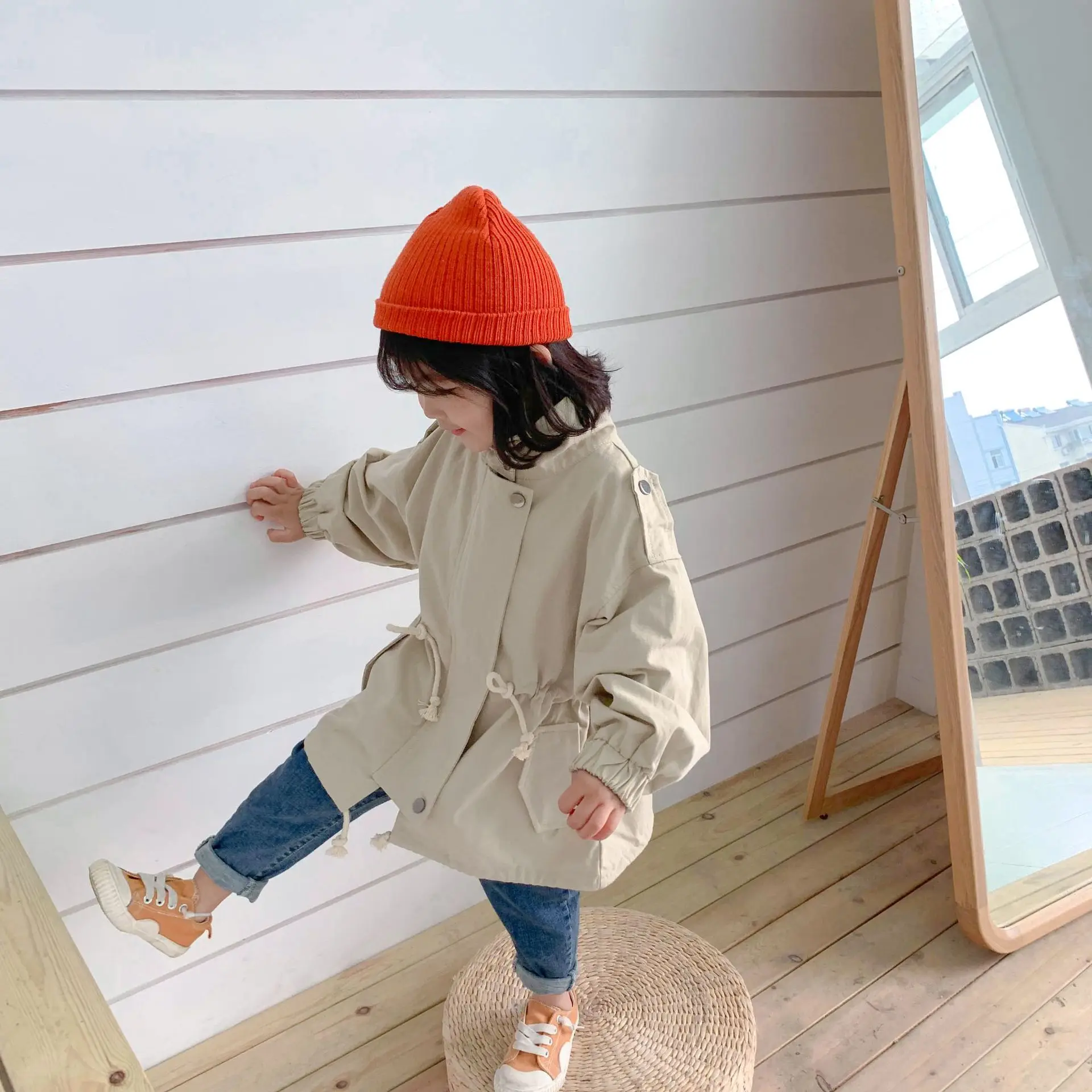 Тренч для девочек двубортные куртки одежда топы детская ветровка