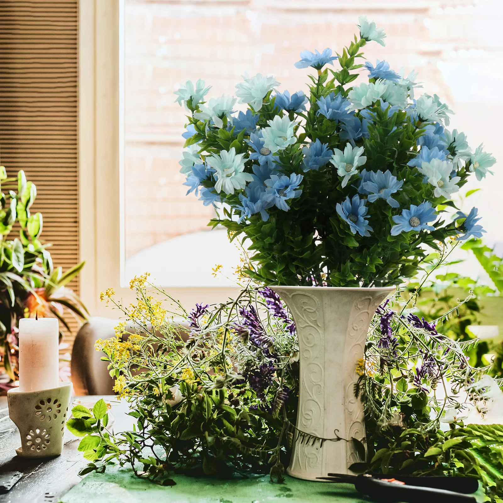 Букет из шелковых цветов настоящая на ощупь настенная ограда многоцветный букет