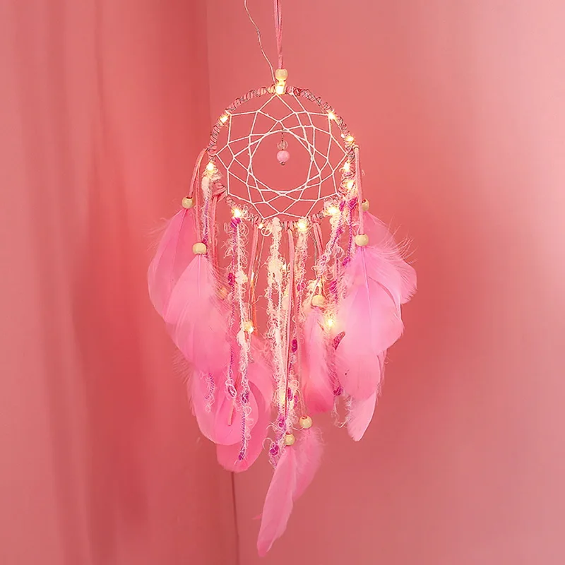 Колокольчиков светильник Ловец снов с принтом сердечки для маленькой девочки